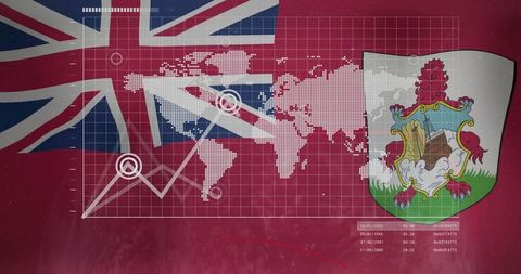 Global technology analytics concept with bermuda flag
