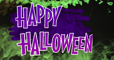Happy Halloween Textover Colorful Smoke Background