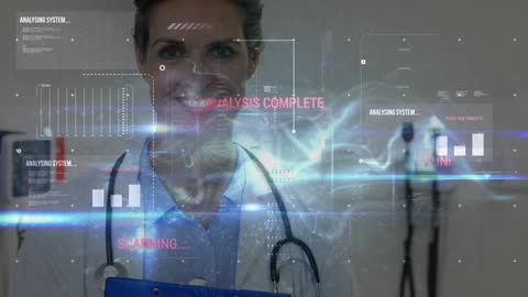 Futuristic Doctor with Holographic Data Display