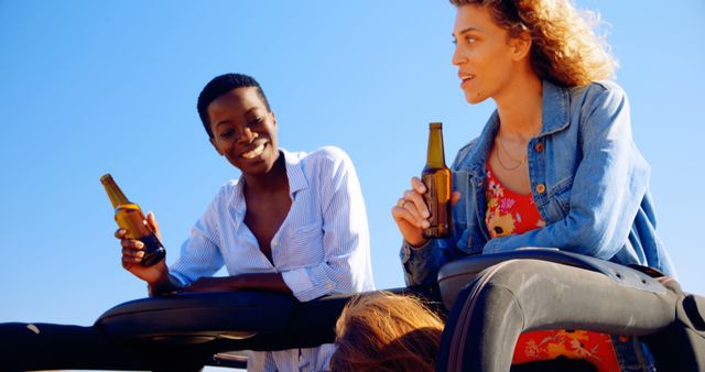 Friends Enjoying Beverages on a Road Trip - Download Free Stock Images Pikwizard.com