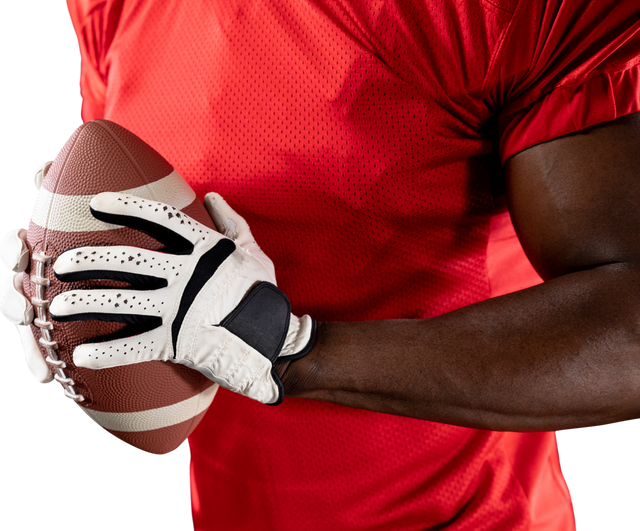 Transparent Close-Up of American Football Player Holding Ball in Uniform - Download Free Stock Videos Pikwizard.com