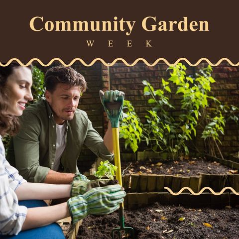 couple gardening together in community garden week - Download Free Stock Templates Pikwizard.com