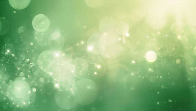 Emerald Bokeh Glow Creating Soft Sparkles and Dreamy Green Light Gradients with Shimmer