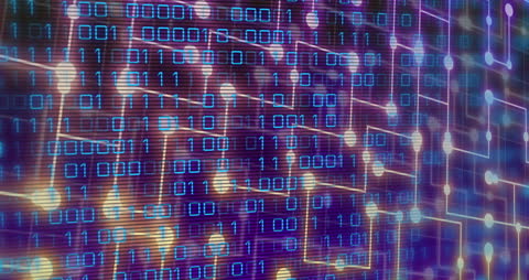 Futuristic Digital Interface of Binary Code and Data Connections