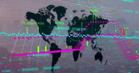 Digital global connections on transparent world map concept