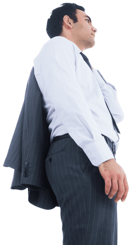Transparent Confident Asian Businessman Looking Upward