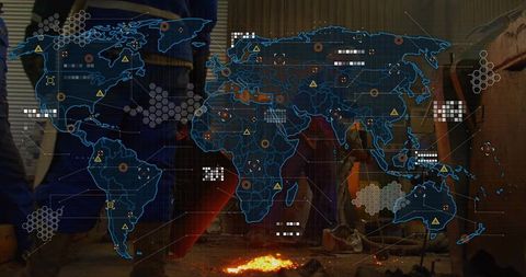 Digital world map overlay in industrial environment