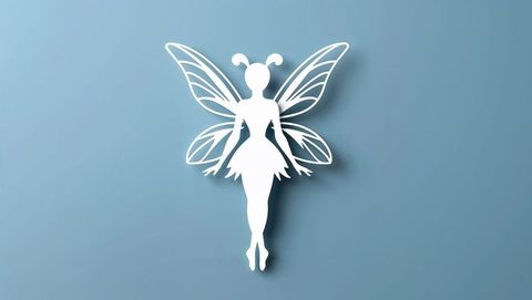 White Fairy Silhouette on Gradient Blue Background