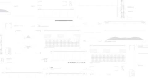 Minimal wireframe dashboard blueprint receiving ping, panels sliding, bars shifting, placeholders