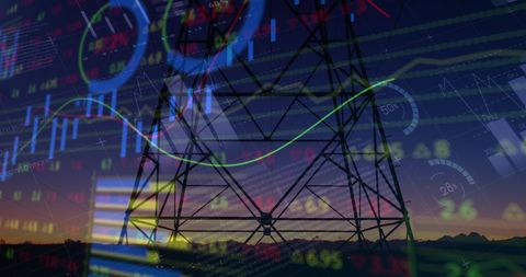 Financial Data and Power Lines in Digital Landscape - Download Free Stock Images Pikwizard.com