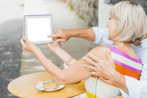 Two People Taking Outdoor Selfie with Tablet Transparently - Download Free Stock Videos Pikwizard.com