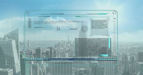Futuristic Data Interface Over Cityscape Background - Download Free Stock Images Pikwizard.com