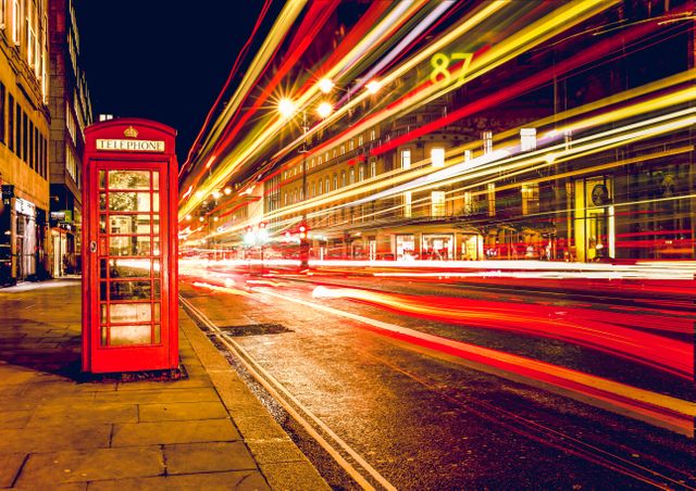 London telephone booth long exposure lights - Download Free Stock Photos Pikwizard.com