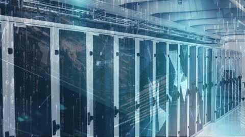 Advanced Data Server Room with Digital Network Overlay