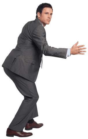 Transparent Businessman Posing in Confidence Suit