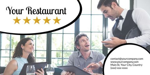 Waiter Serving Happy Couple in Five-Star Restaurant with Elegant Ambiance - Download Free Stock Templates Pikwizard.com