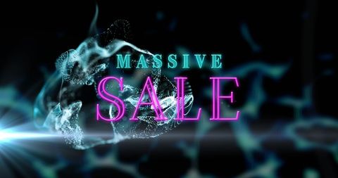 Neon text advertising massive sale promotion
