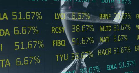Financial Data with Hourglass Symbolizes Time in Trading