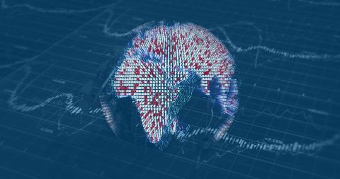 Futuristic 3d data visualization globe with graphs and analytics