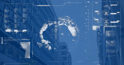 Digital Global Finance Concept with Virtual Globe and City Skyline