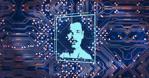 Displaying Futuristic Biometric Hologram with Pixel Face on Circuit Grid for Cybersecurity