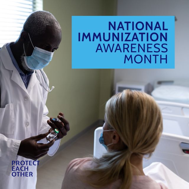 Doctor Discussing Vaccination With Patient for Immunization Awareness Month - Download Free Stock Templates Pikwizard.com