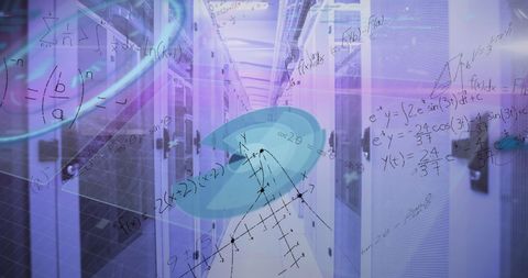 Mathematical Equations Interfacing with Computer Server Room Technology - Download Free Stock Images Pikwizard.com