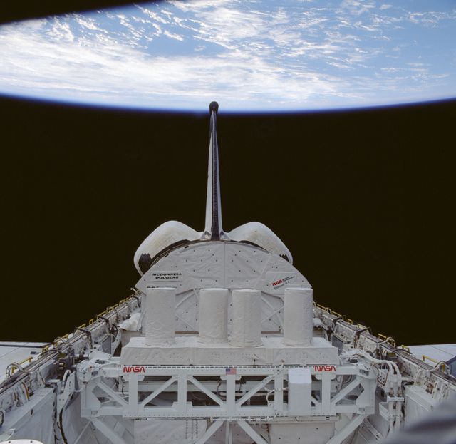 View of the Shuttle Columbia's payload bay and payloads in orbit - Download Free Stock Photos Pikwizard.com