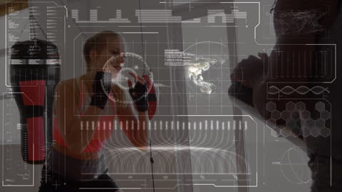 Businessman Handshake with Futuristic Data Overlay