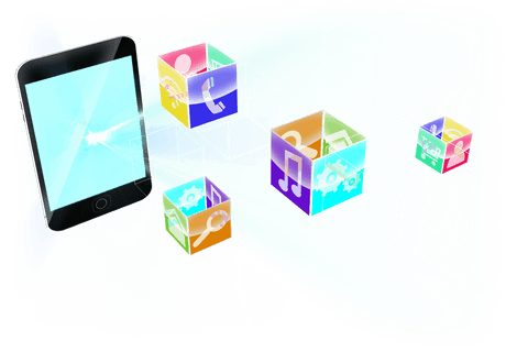 digital smartphone with symbolic cubes on transparent background - Download Free Stock Videos Pikwizard.com