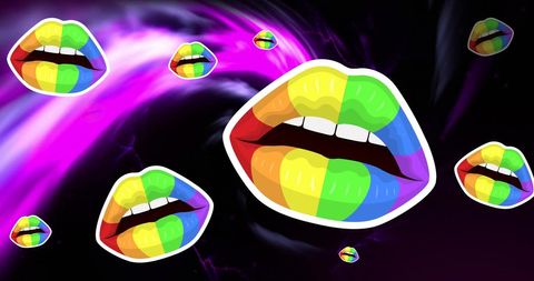 Vibrant Rainbow Lips on Abstract Background Representing Freedom