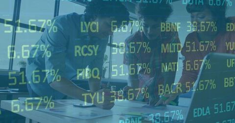 Financial analysts meeting to analyze stock data trends