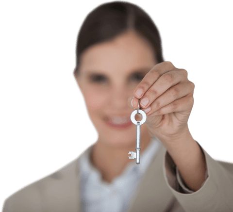 businesswoman holding new house key transparent background - Download Free Stock Videos Pikwizard.com