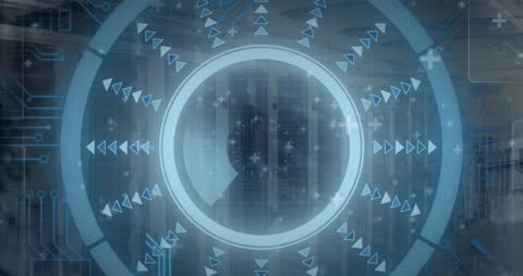 Futuristic Data Processing HUD on Digital Interface