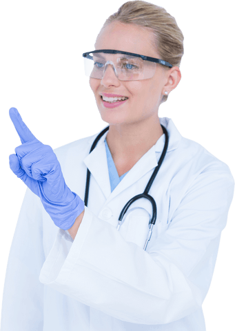 smiling female doctor interacting with virtual interface with transparent background - Download Free Stock Videos Pikwizard.com