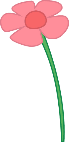 Cartoon pink flower illustration on transparent background