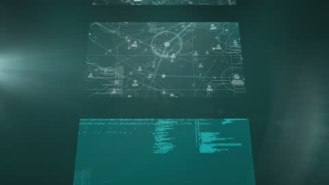 Futuristic Data Processing Interface on Green Background