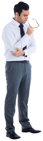 Pensive businessman thinking on transparent background