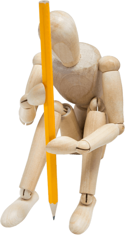 transparent wooden figurine holding pencil sitting thoughtfully - Download Free Stock Videos Pikwizard.com