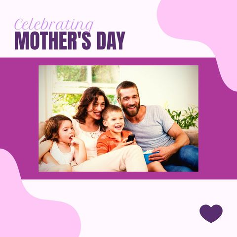 Happy Family Celebrating Mother's Day Together at Home