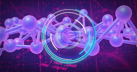 Futuristic Digital Molecule and HUD Interface Concept