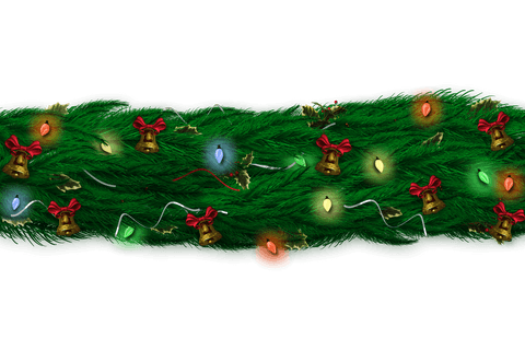 Transparent christmas garland with lights and bells