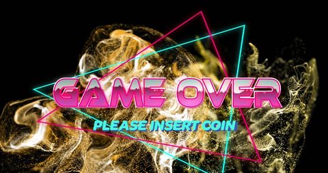 Retro Futuristic Game Over Screen With Neon Elements