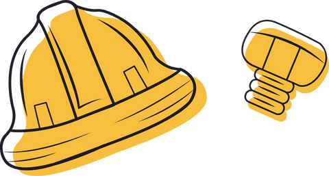 transparent construction toolkit illustration: hard hat and screw fastener - Download Free Stock Videos Pikwizard.com