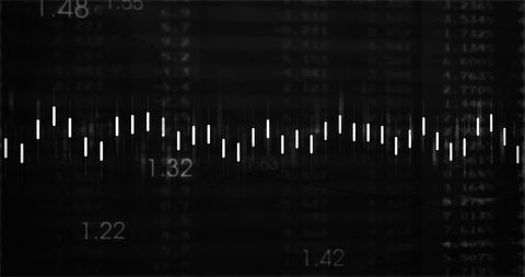 White lines move across a digital interface over a backdrop of numbers, highlighting modern methods of data analysis and stock market predictions. Useful for portraying technological advancements in global finance and business sectors, it can be utilized in financial reports, market analysis, technology websites, and data visualization concepts.
