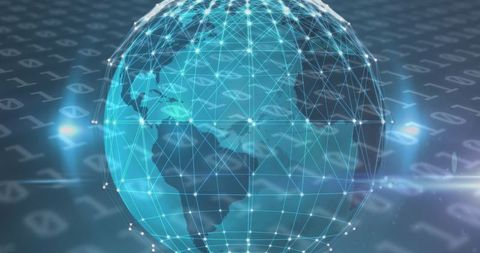 Global Digital Network with Connectivity of Nodes over Binary Code - Download Free Stock Images Pikwizard.com
