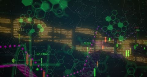 Futuristic Digital Data Visualization with Abstract Graphs and Binary Code - Download Free Stock Images Pikwizard.com