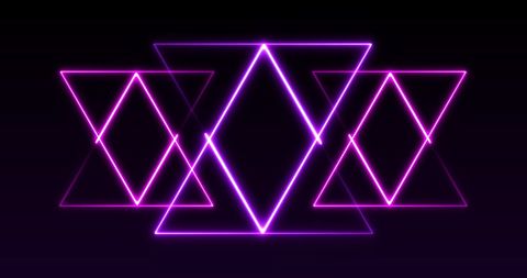Abstract neon triangles glowing with vibrant pink hue