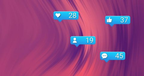 Social Media Engagement Icons and Stats on Abstract Background