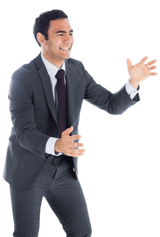 biracial businessman smiling with open arms on transparent background - Download Free Stock Videos Pikwizard.com
